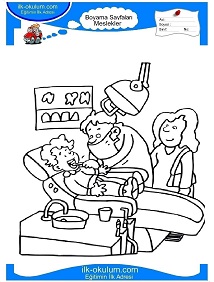 Çocuklar İçin Dişçi Boyama Sayfaları 